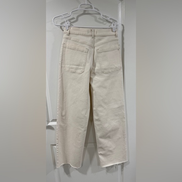 Madewell Emmett Wide Leg Jeans 27 Ecru Cream High Rise Patch Pocket Raw Hem NWT - Picture 5 of 8